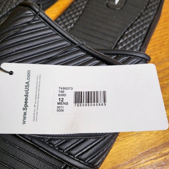 Speedo Men's Crossover Slide Sandals Size 12 Black/Red NEW - Picture 7 of 8